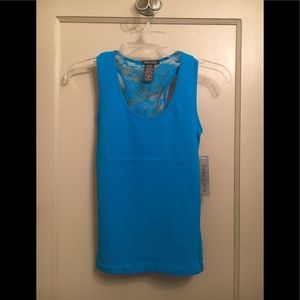 Women Teen Small Tank Racerback Lace Stretch New